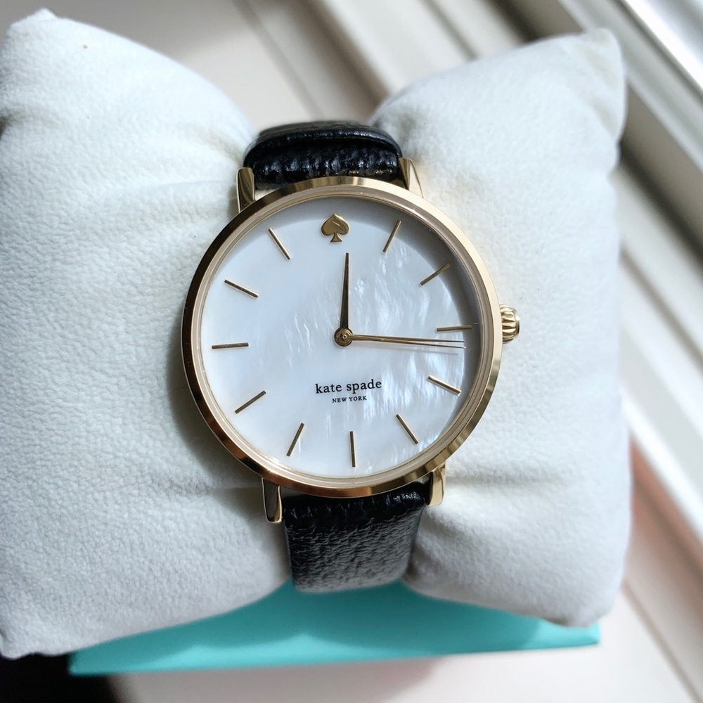 Kate Spade black and gold leather watch